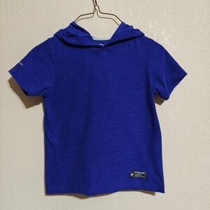 Athletic Works Boys Blue Space Dye Short Sleeve Hoodie Activewear Top 5T